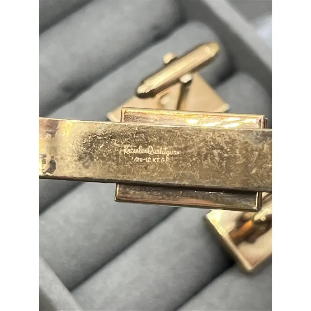 Kreisler Quality 1/20 12K Gold Filled Equestrian Horseshoe Tie Bar Cufflink Set